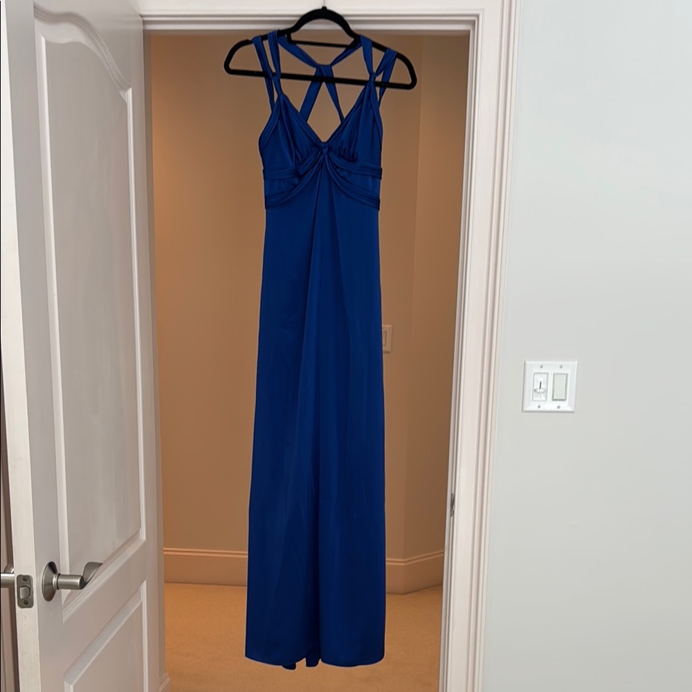 BCBGMaxAzria Blue Spaghetti Strap Sleeveless Maxi Gown